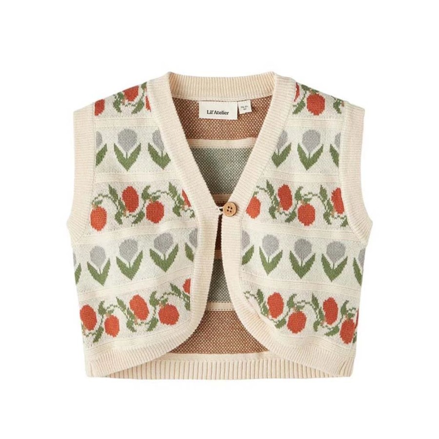 Meisjes Lil’Atelier | Lil' Atelier Mini Meisjes Gebreid Gilet