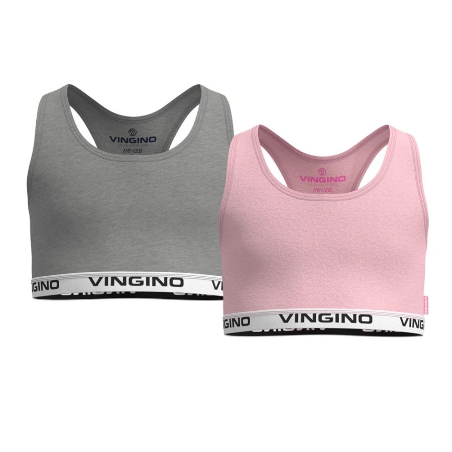 Meisjes Vingino | Vingino Organic Meisjes 2-Pack Racer Tops